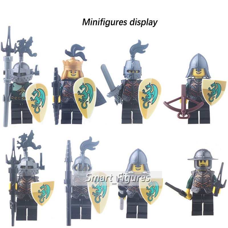 Mainan Action Figure Kastil Kastil Kastil Minifigures Green Dragon Centaur Knights AX8802 Untuk Koleksi