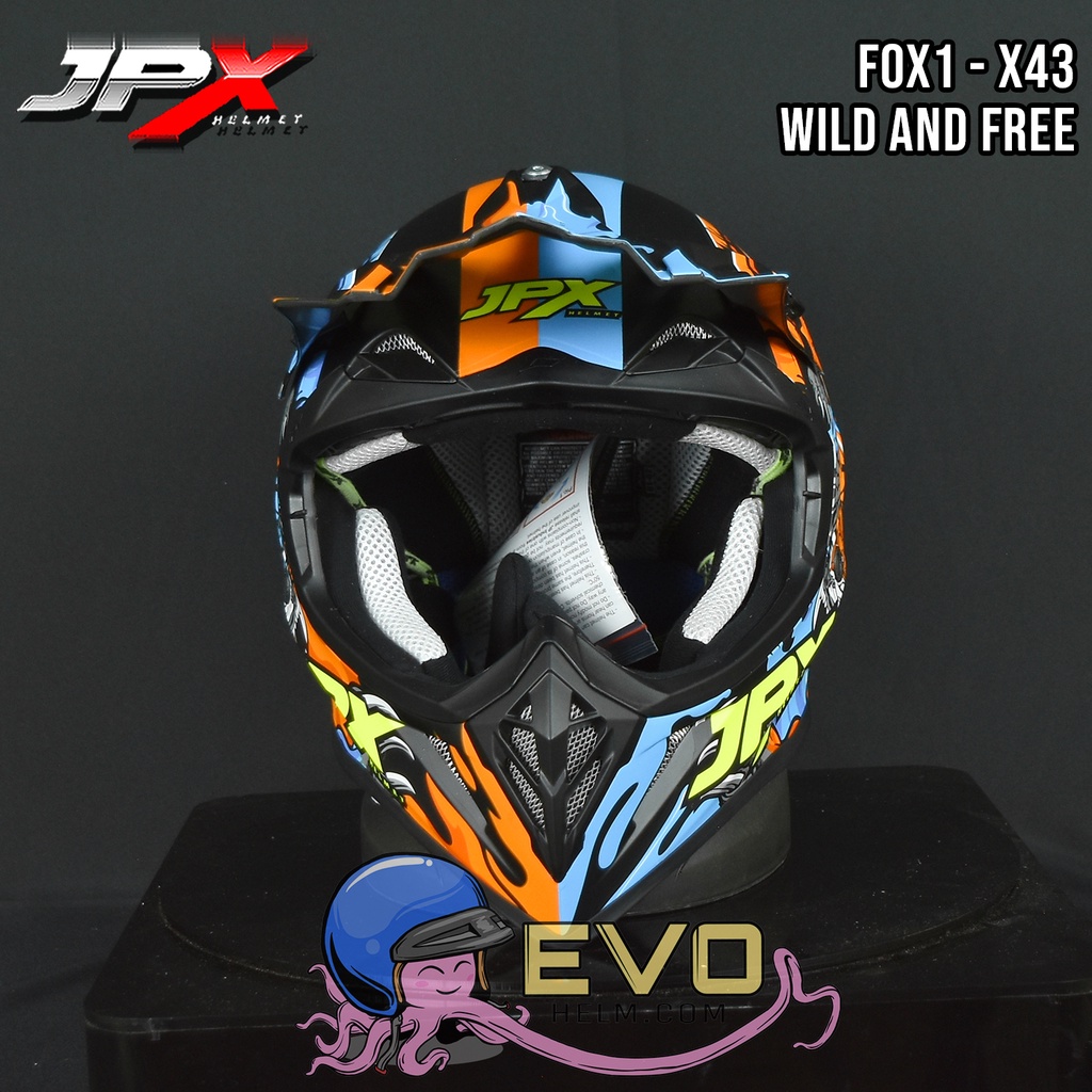 HELM JPX X43 BLACK DOFF CROSS_FOX1 + GOOGLE SNAIL (ONGKIR 2 KG) HELM JPX X43 WILD AND FREE HELM CROSS