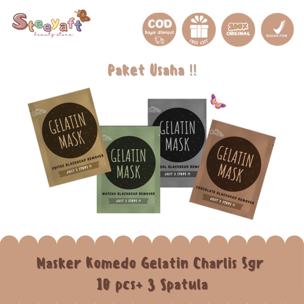 [PAKET USAHA 10 PCS] PAKET RESELLER MASKER KOMEDO BY CHARLIS.ID MASKER GELATIN BPOM