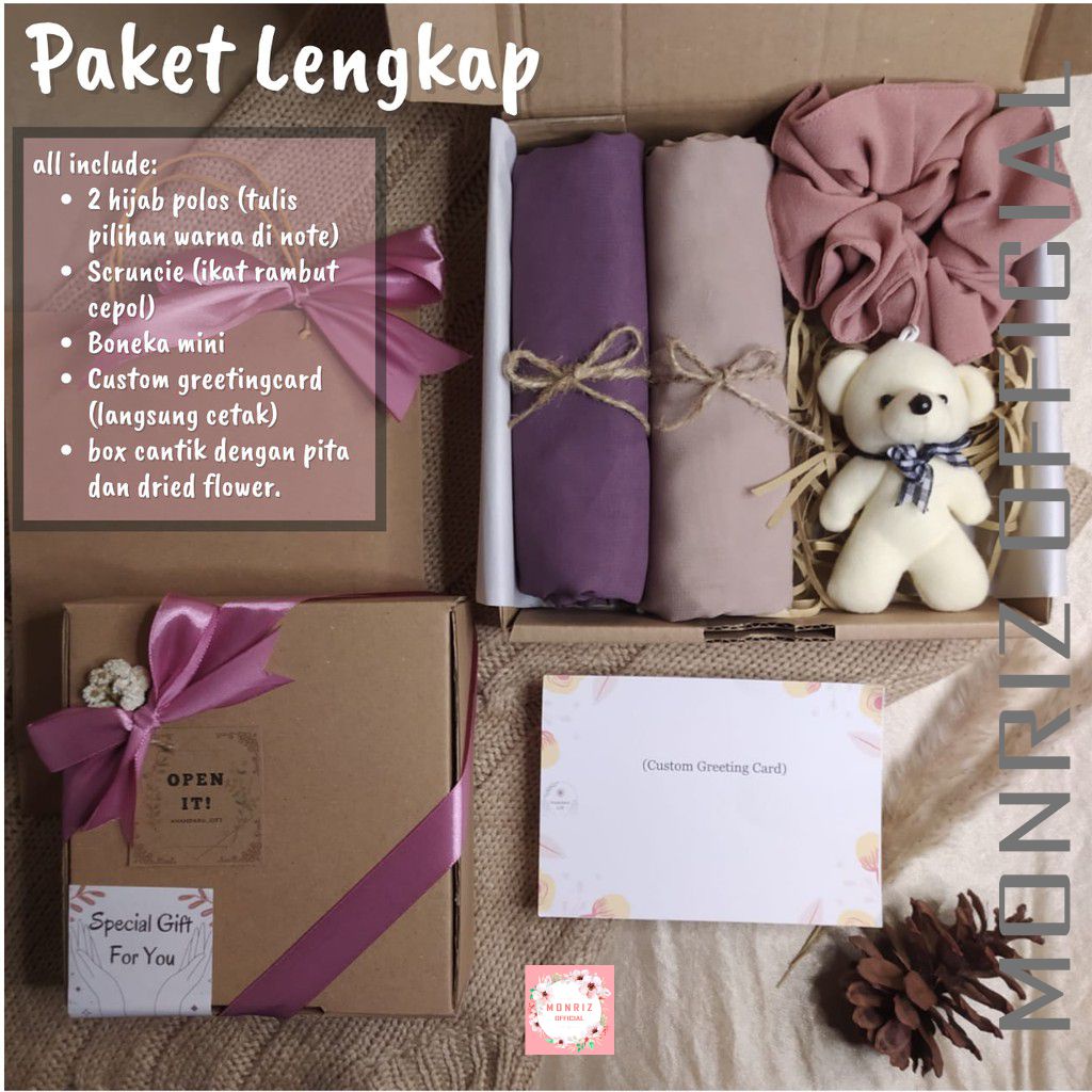 MONRIZ - HAMPERS HIJAB SEGI EMPAT AZARA - HAMPERS JILBAB SEGI EMPAT AZARA - GIFT BOX HIJAB SEGIEMPAT
