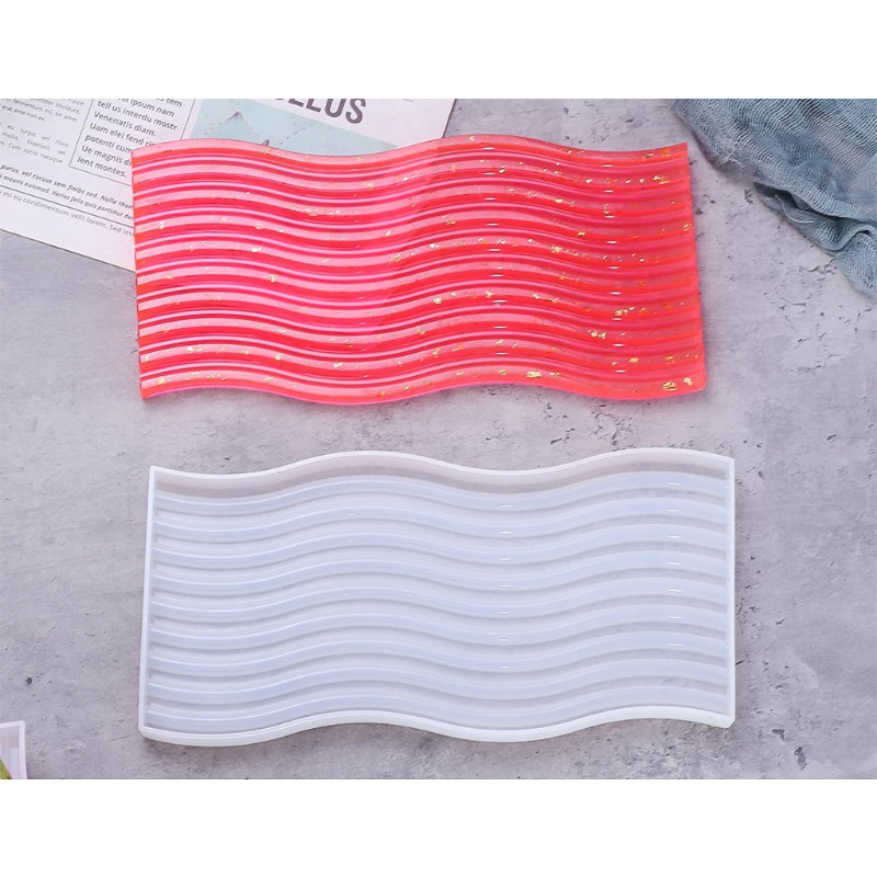 Glitter Wave Coaster Epoxy Resin Mold Serving Plate Board Silicone Mould DIY Crafts Cup Mat Mug Pad Home Decortaions Casting