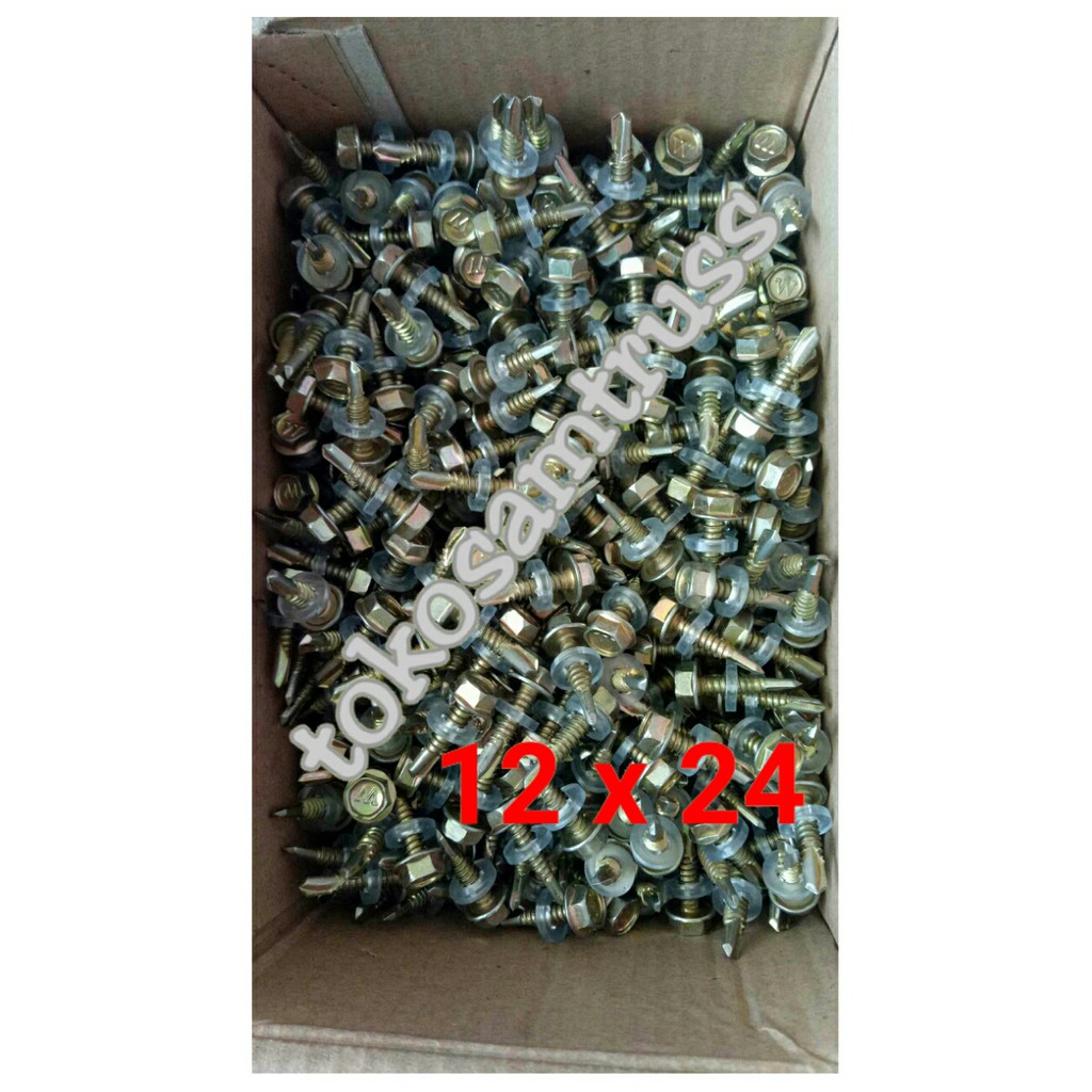 Drilling C / Baut Galvalum Kanal C / Sekrup Galvalum C 12 x 24 / Warna kuning/putih tergantung stok
