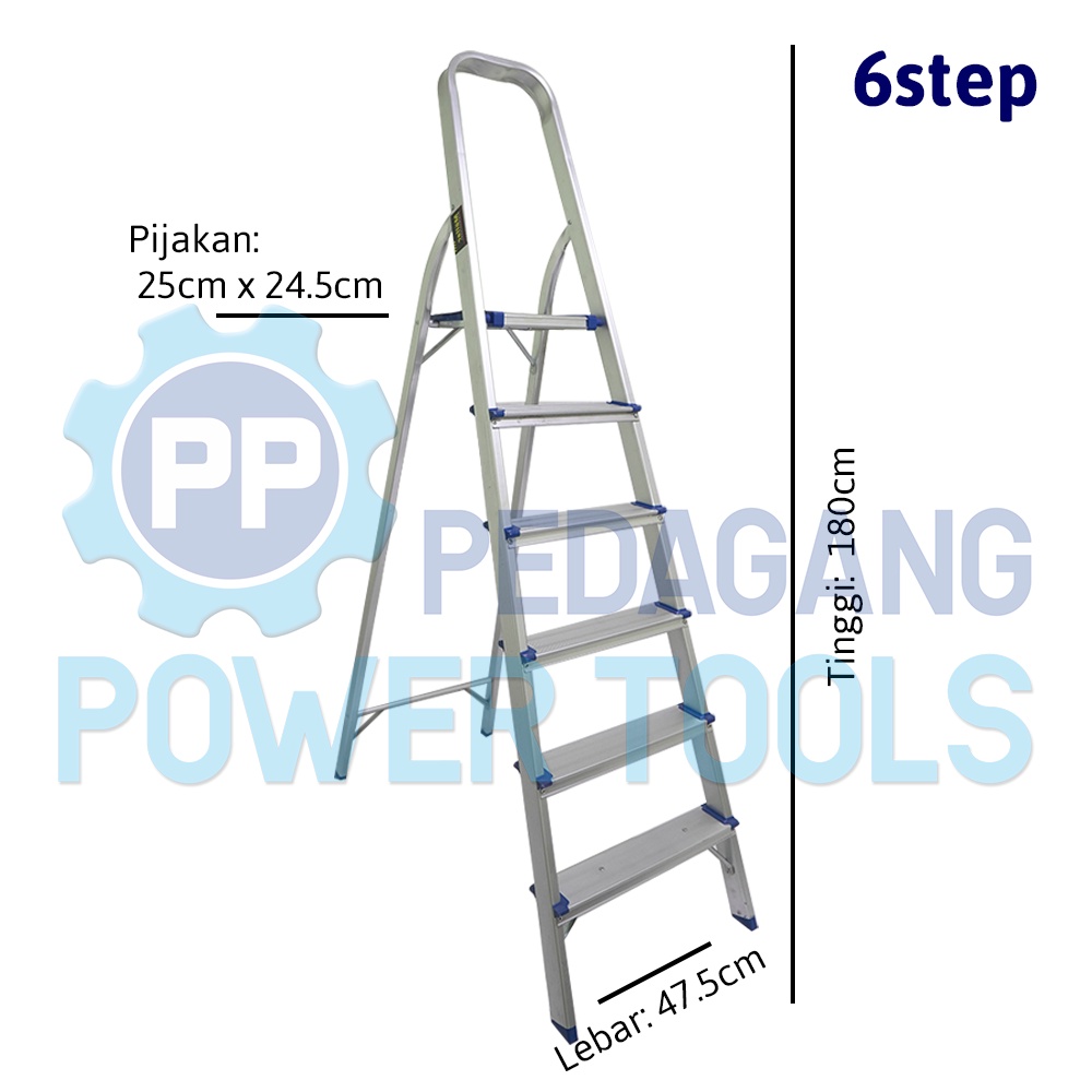 MOLLAR TANGGA RUMAH ALUMINIUM 6 STEP 1.8 METER LIPAT TINGKAT LADDER