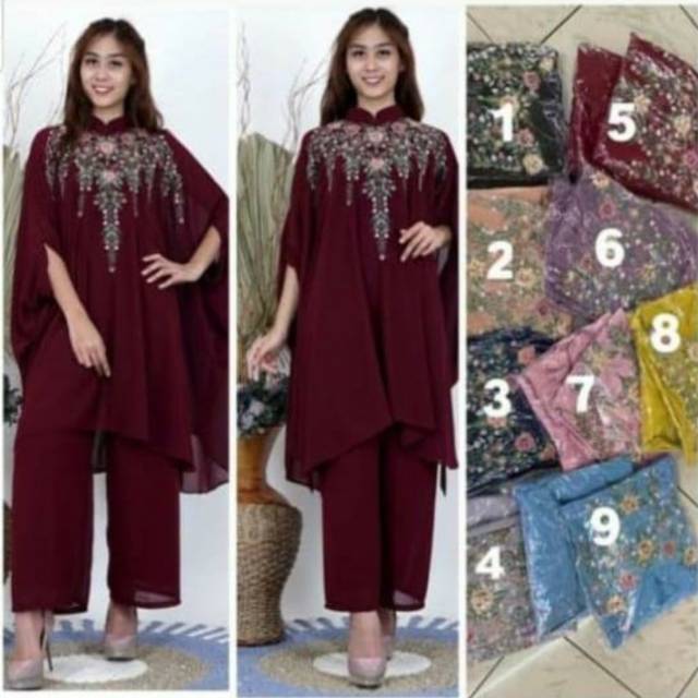 Setelan celana kaftan payet