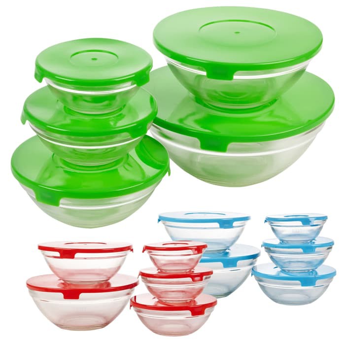 [COD] GLASS BOWL SET ISI 5 - MANGKOK BELING TUTUP