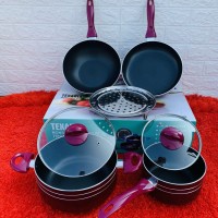 Panci Set / Cookware set-7 / Teflon set-7 TEXANIA - Merah Muda