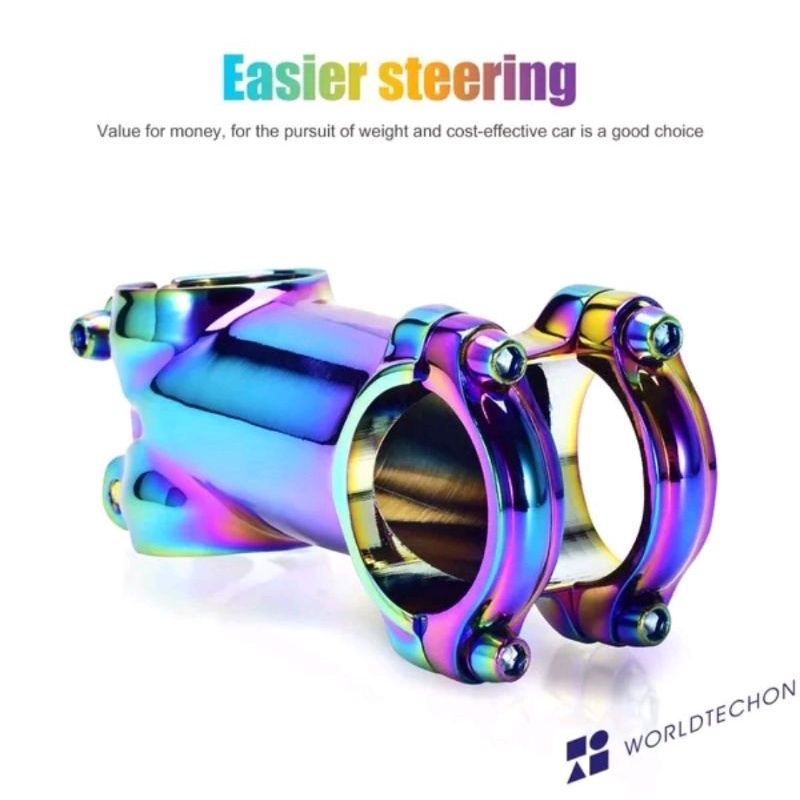 Stem Sepeda Diameter Panjang  31.8 x 60 mm Alloy Rainbow 31.8mm x 60mm 6cm Alumunium pelangi Bisa Mtb Roadbike road bike balap seli folding bike