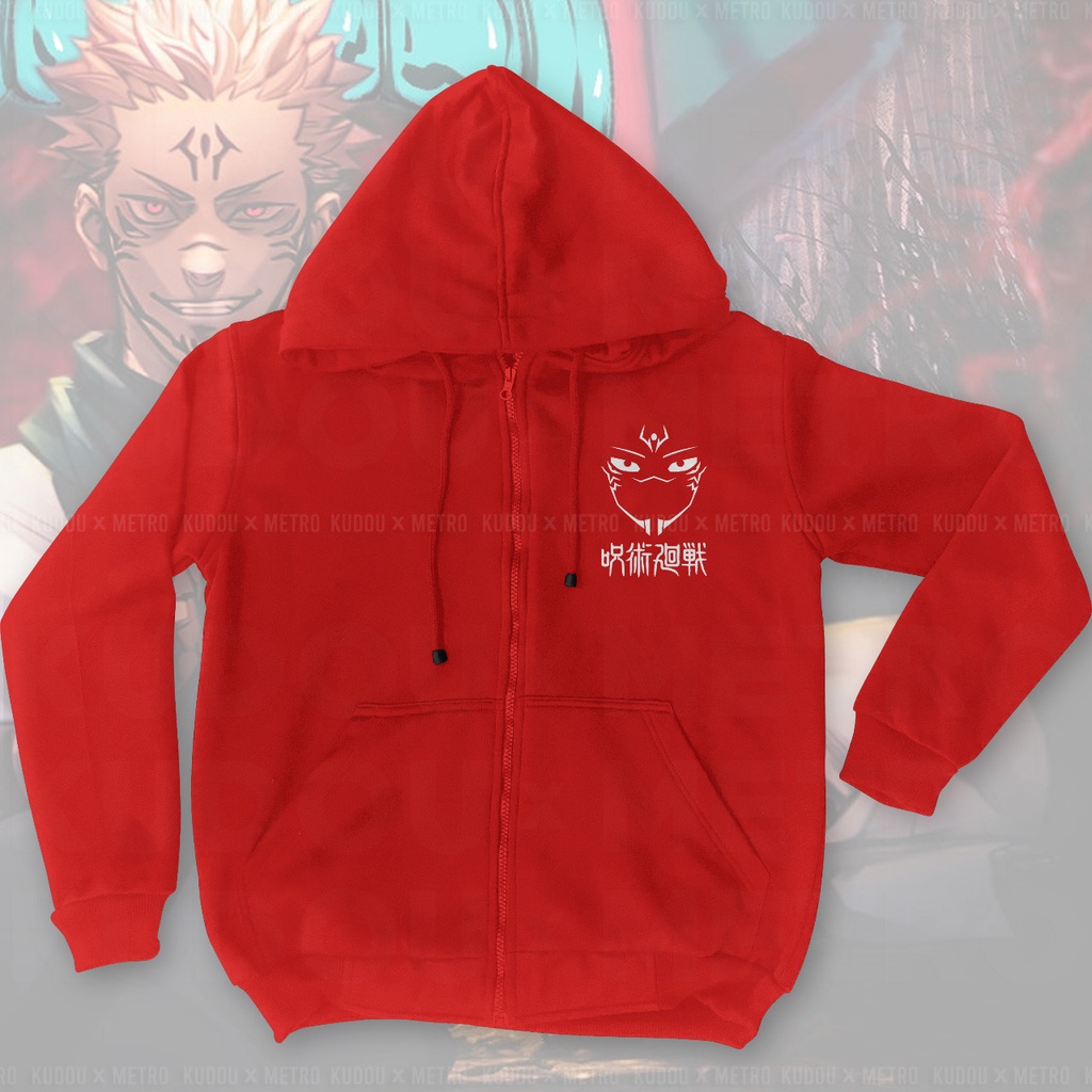 Jaket Sukuna Curse Red Anime Manga Jujutsu Kaisen Premium Unisex