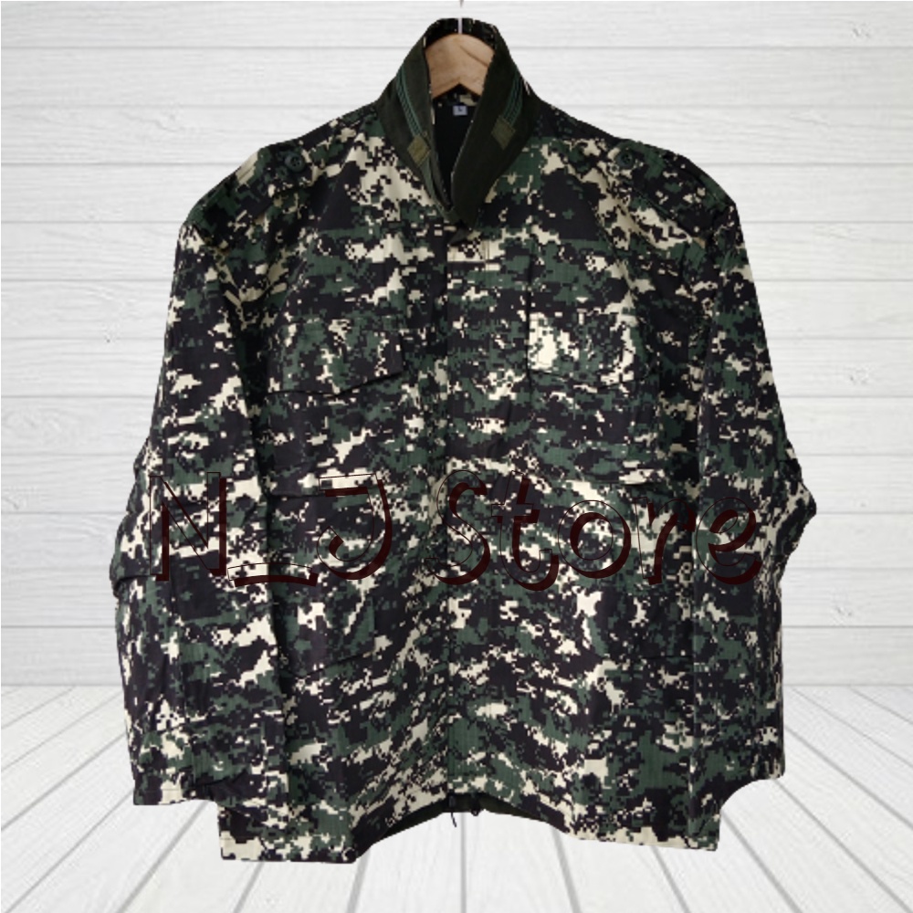 BIG SIZE (M-4XL) Jaket Pria Semi Parka Army Bolak Balik Loreng ACUPAT DIGITAL ABU