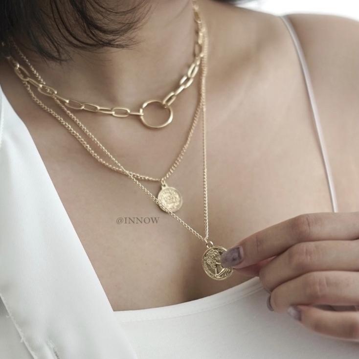 Super Laris KALUNG Peregrine/ Chain Layer Necklace/ Kalung Set 3 pcs/ Liontin/ Kalung Rantai/ Choker