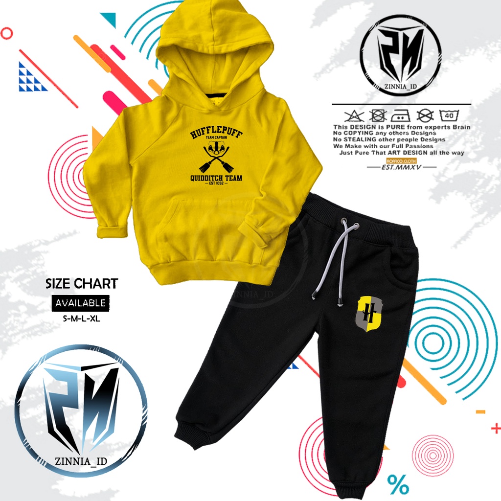 SETELAN ANAK JAKET SWEATER HOODIE ANAK HUFFLEPUFF TEAM CAPTAIN QUIDDITCH HARRY POTTER