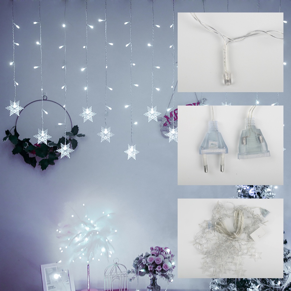 Lampu String Led Bentuk Snowflake Ukuran 3.5x0.7m Untuk Dekorasi Natal