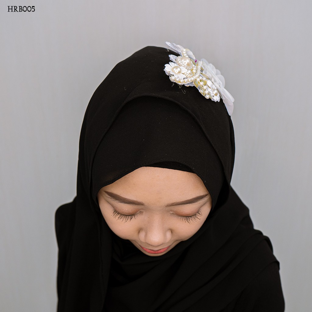 [PRODUK TERBATAS] HEADPIECE HIJAB WEDDING FASHION AKSESORIS LACE GOLD HRB005