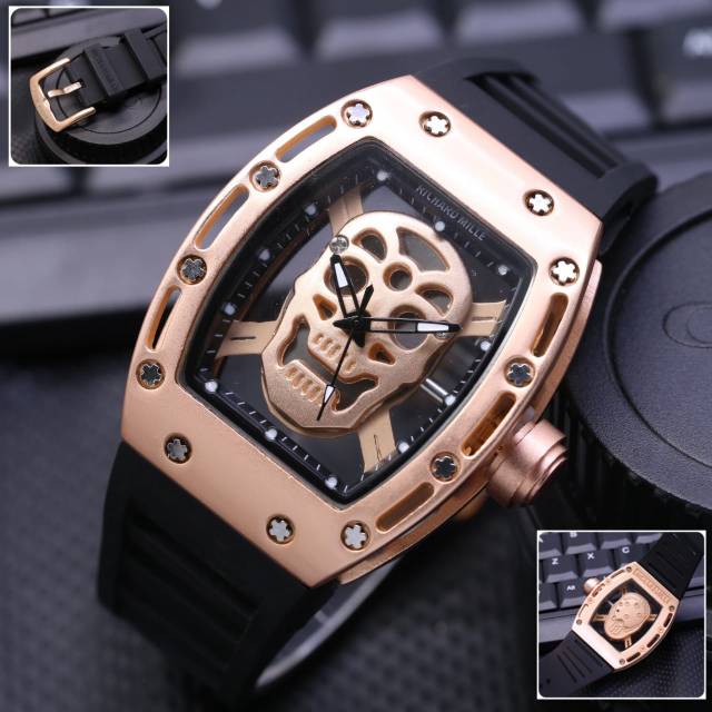 JAM TANGAN PRIA TENGKORAK RUBBER