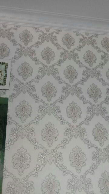 Wallpaper Dinding Klasik Gold Silver Ornamen Eropa Style Mewah
