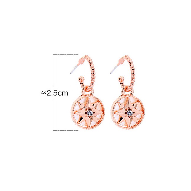 LRC Anting Tusuk Fashion Rose Gold Octagon Star Shell Stud Earrings D91441