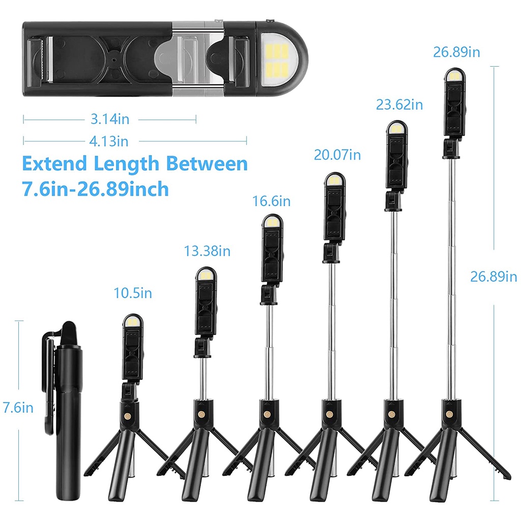 Tongsis 3 in 1 Lampu LED Remote Control - Tripod - Stand Holder HP Selfie