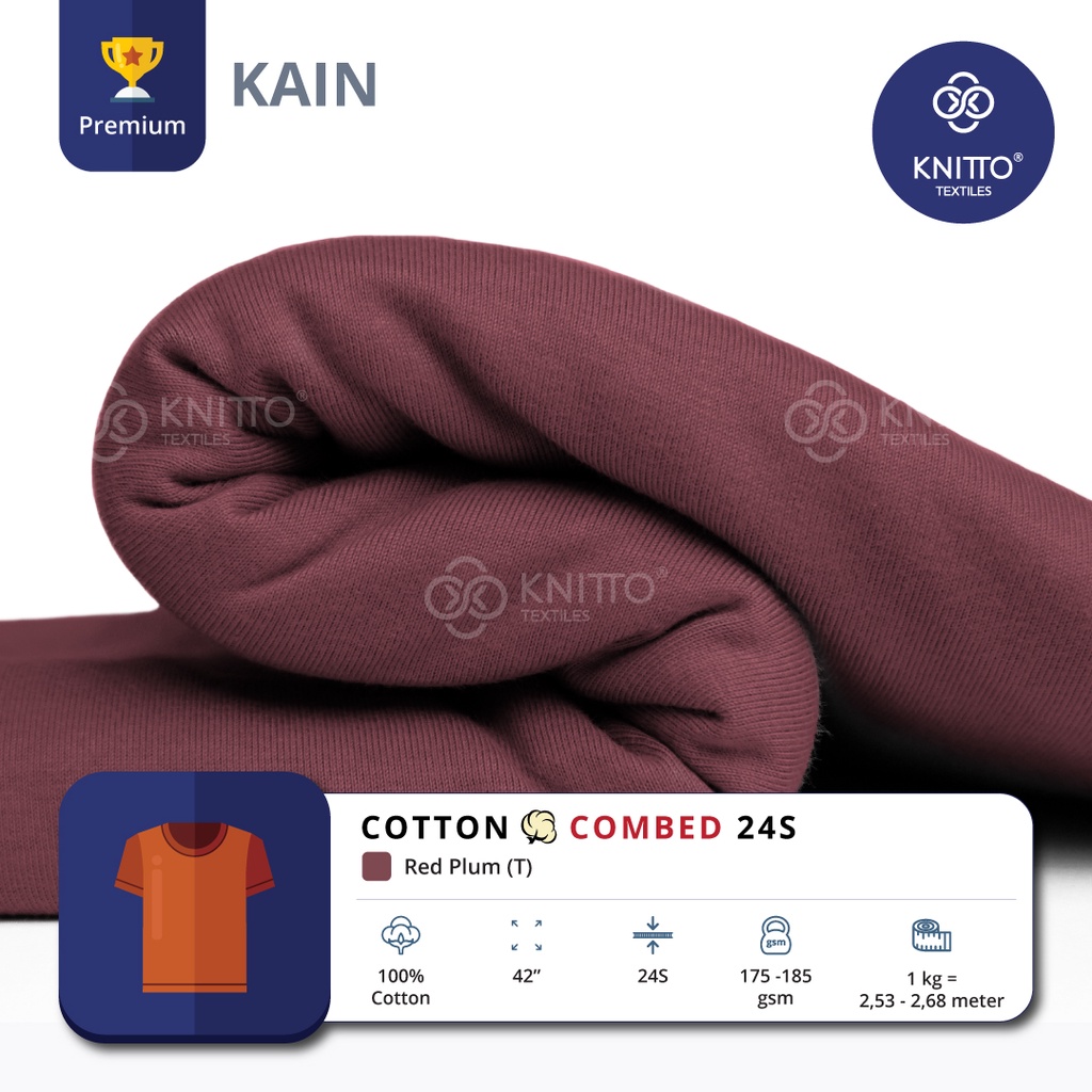 KAIN KAOS COTTON COMBED 24S RED PLUM ( BAHAN KAOS ) - KNITTO