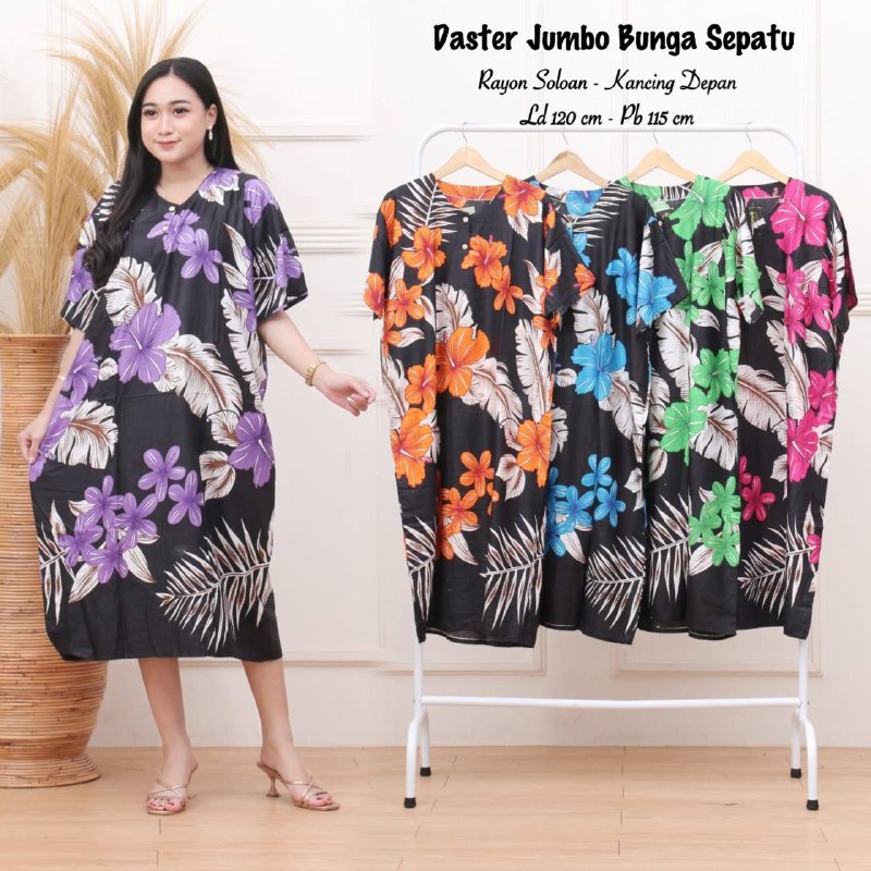 Daster Jumbo Kekinian Ld 120 Kancing Depan Bahan Rayon