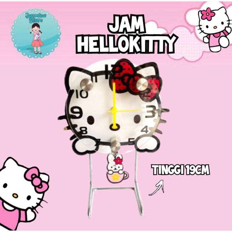 Jam Weker Hellokitty/Jam Meja/Jam Alarm/Jam Meja Weker Hellokitty/Jam Meja Karakter Hellokitty/Jam Beker