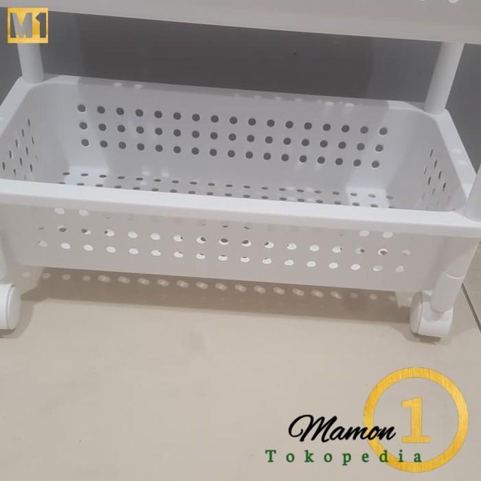 Rak plastik serbaguna 4 susun dilengkapi dengan roda - Putih