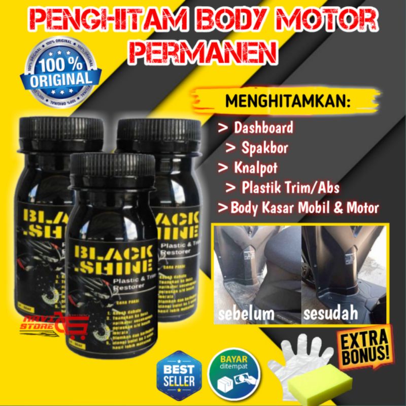 Penghitam Body Kendaraan Permanen Premium Paling Ampuh Untuk Motor Dan Mobil Yang Kusam Pudar Cocok Untuk Trim Restorer Dasboard Spakbor grill Spion Talang Wipper Fender Nemper Bagian Interior Atau Exterior Spion Gratis Ongkir COD