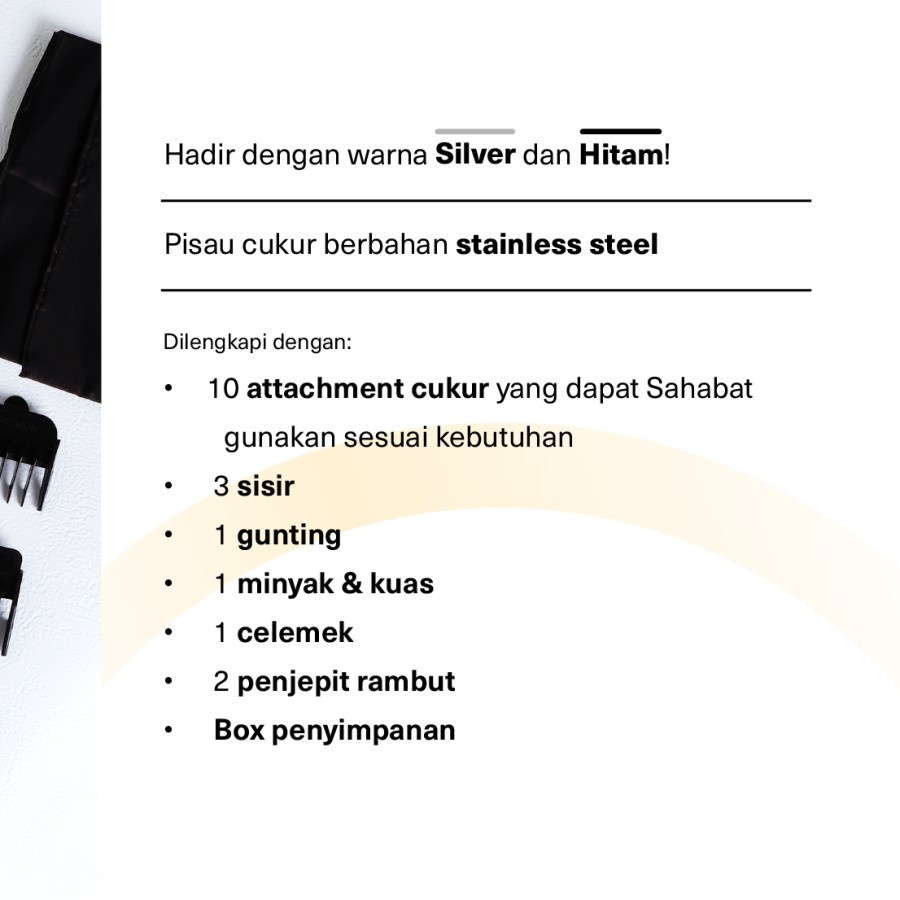 NUPON Alat Cukur Gunting Rambut Paket Lengkap NP-12 dengan Box termasuk celemek