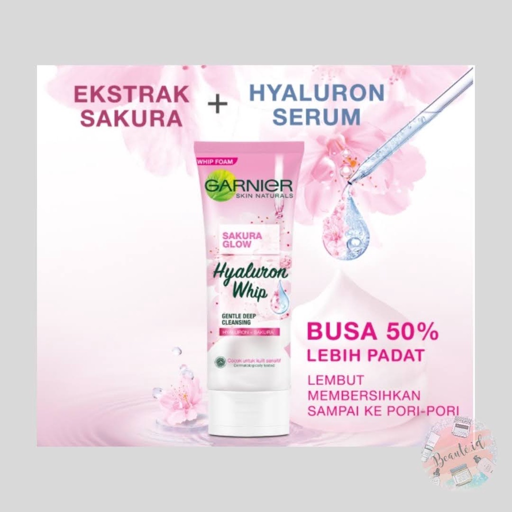 GARNIER Sakura White Glow Pure Active Light Complete Foam Sabun Pembersih Wajah Facial Wash