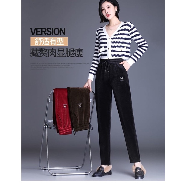 Celana panjang wanita velvet import