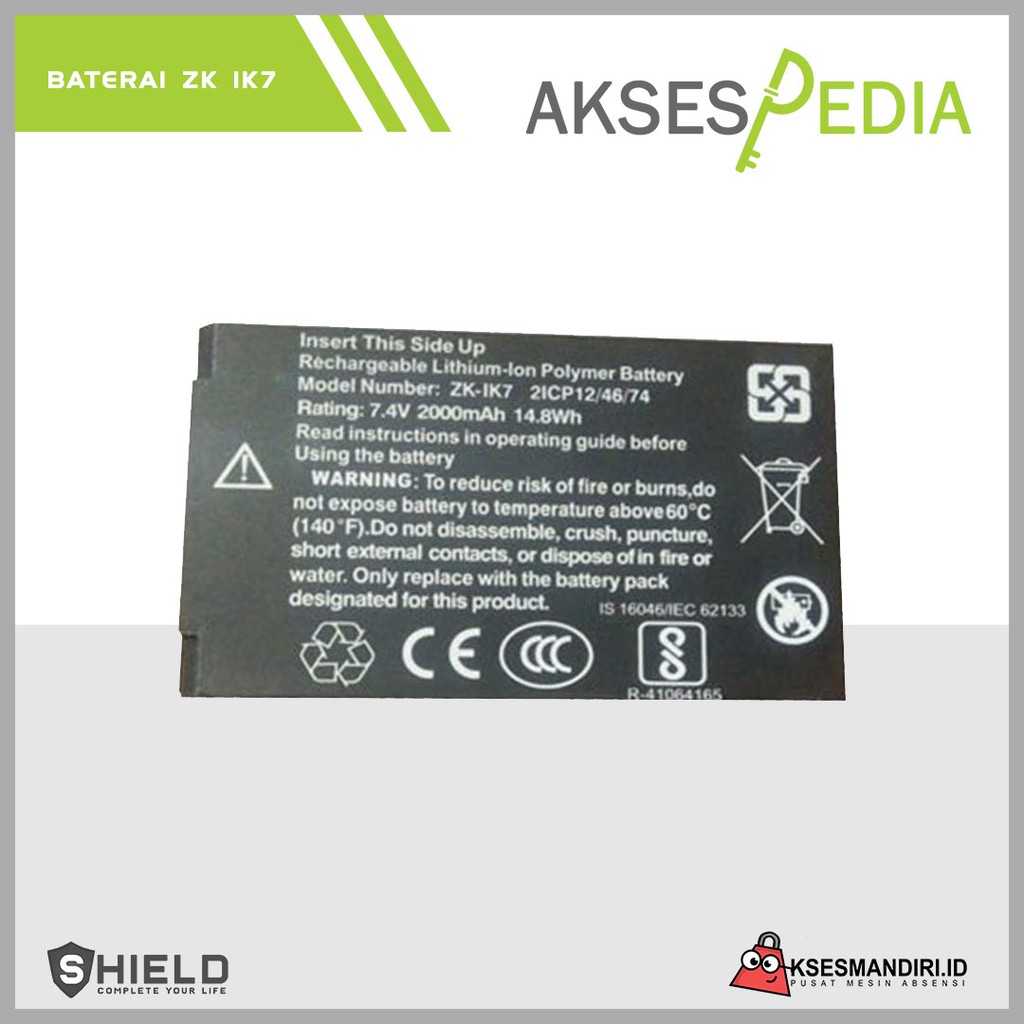 ZK IK7 Fingerprint Attendance Battery 7.4V 2000mAh