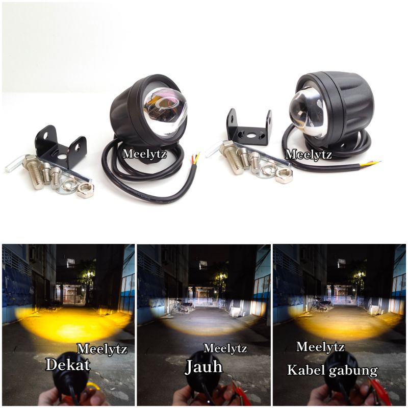 Lampu tembak Laser cut off jauh dekat putih kuning