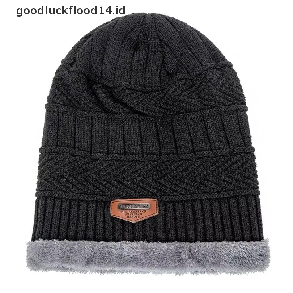 [OOID] Men's Winter Hat Cotton Thicken Warm Beanies Hat Fashion Unisex Knitted Hats ID