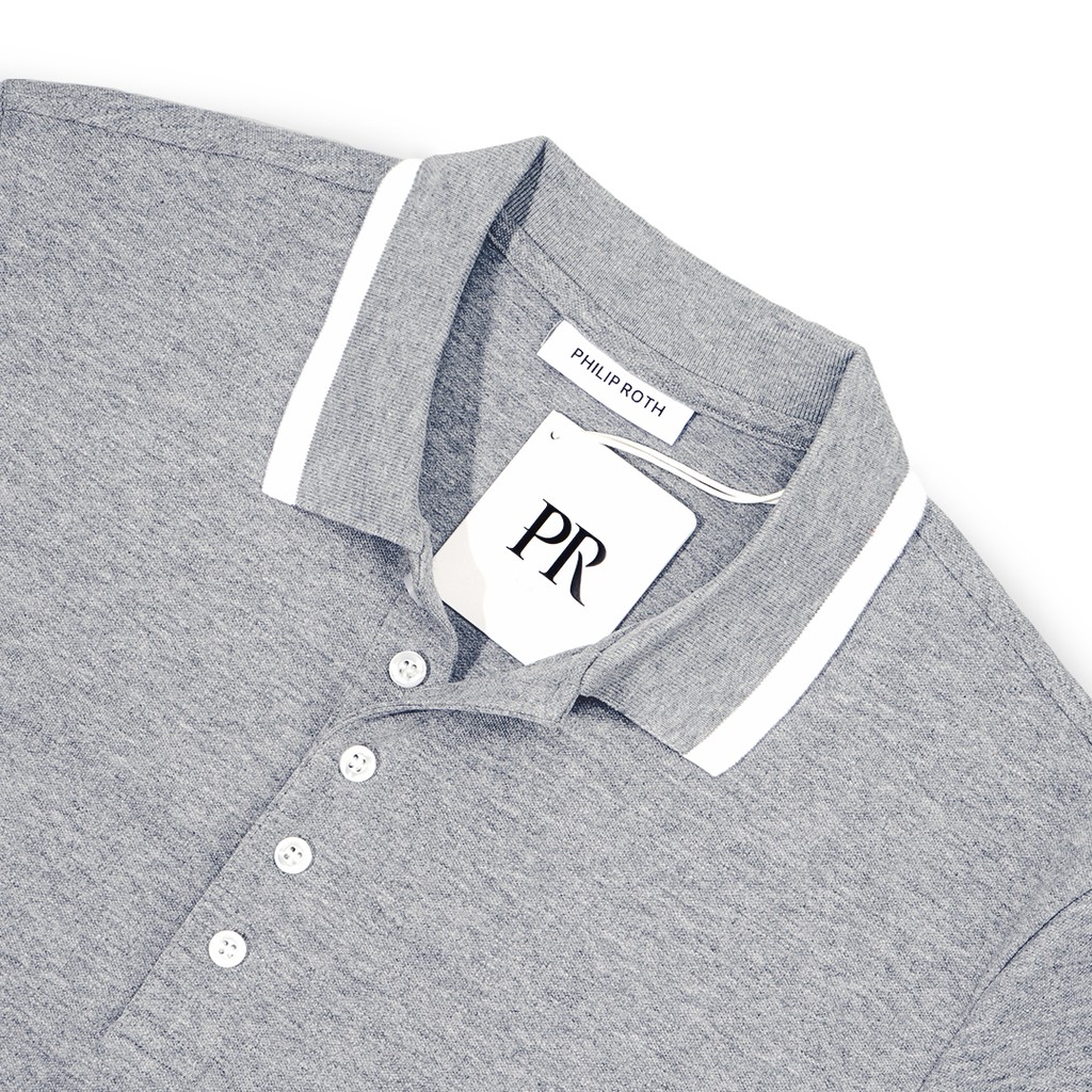 Philip Roth Stripe Collar Polo Shirt Grey