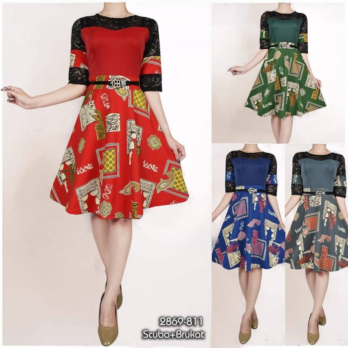 Dress Scuba Brukat #2869