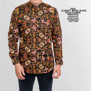 Freypv 7403 Slimfit Long Batik  Black Gold  Floral M XL 