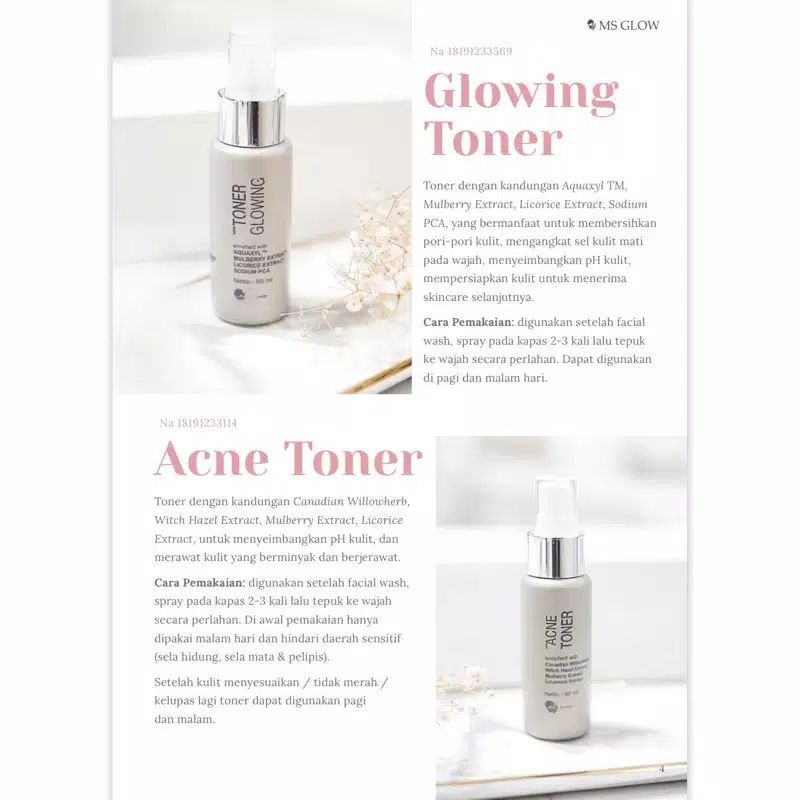 Toner MS Glow Original Toner Acne Toner Glowing Perawatan wajah