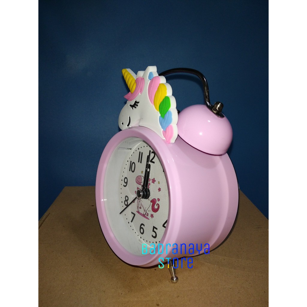 Jam Weker Meja/Jam Alarm Beker/Alarm Clock Kado Unik Lucu Motif Doraemon Hello Kitty Unicorn