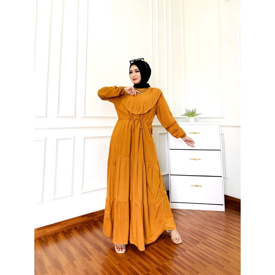 Gamis Terbaru Susun Natasya Susun Polos Rayon Premium Dress Wanita Susun Lengan Panjang Baju Wanita Busui Kekinian LD 110 cm