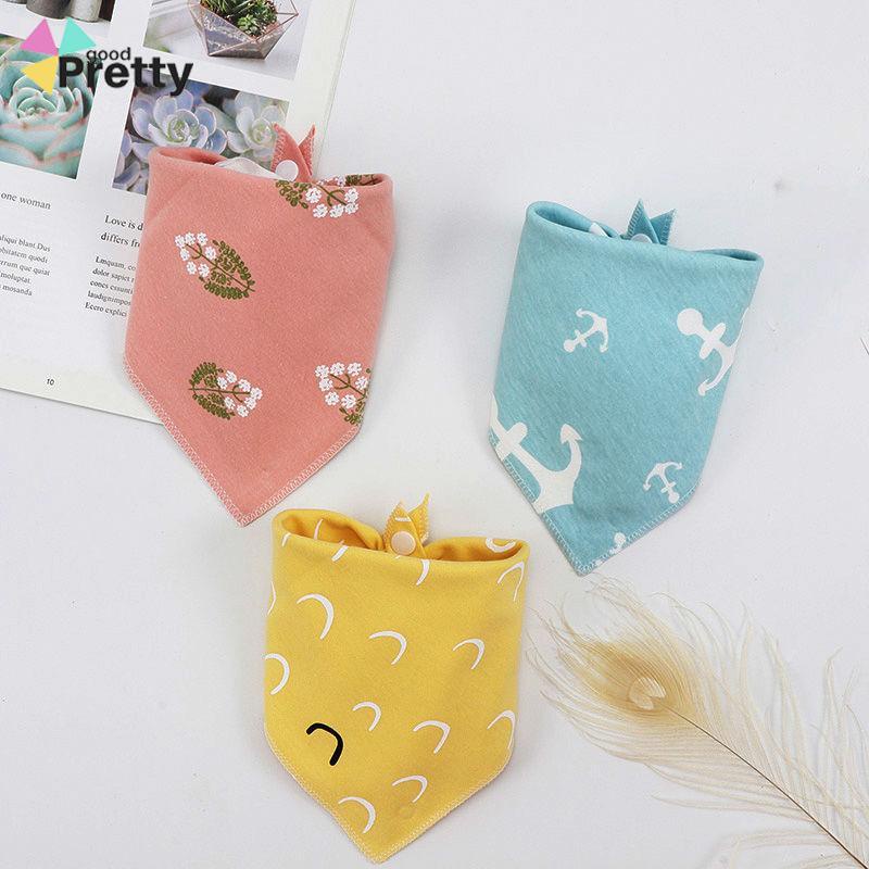 Handuk Bayi Saliva Double Snap Button Kepala Bayi Baru Lahir Bib Segitiga Scarf - PD