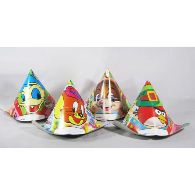 Topi Ulang Tahun Model Kerucut Motif Kartun / Topi Koboy / Topi Koboi