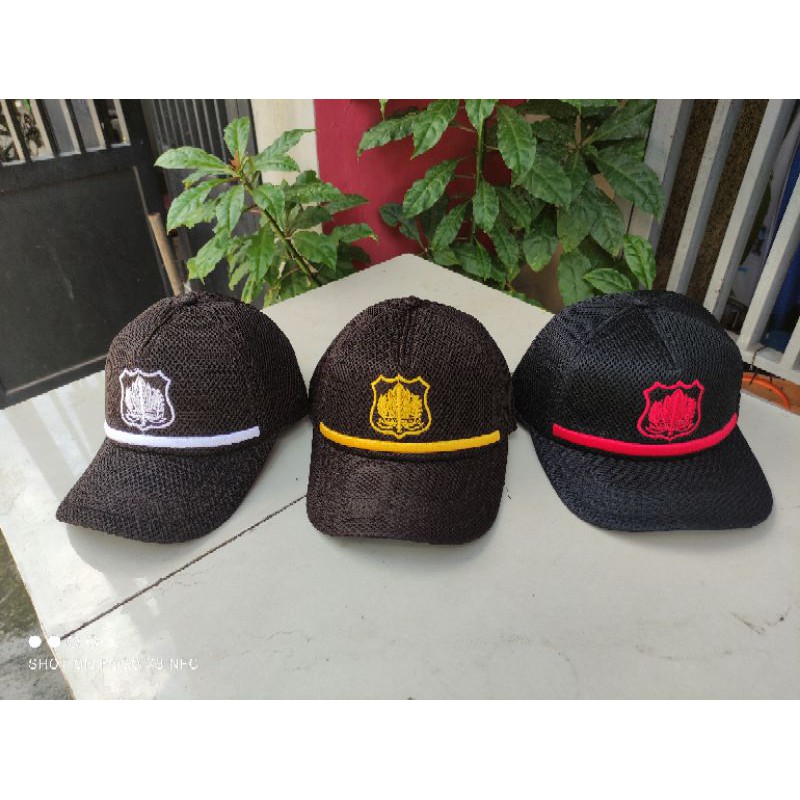 Topi Satpam Jaring/dobel mes warna hitam