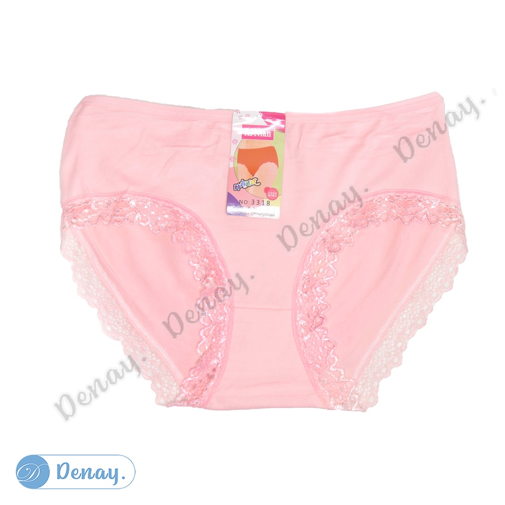 Tokodenay - Celana Dalam Wanita - CD Ainian 3318 Renda Polos - Spandex Premium Quality - Isi 12 Pcs