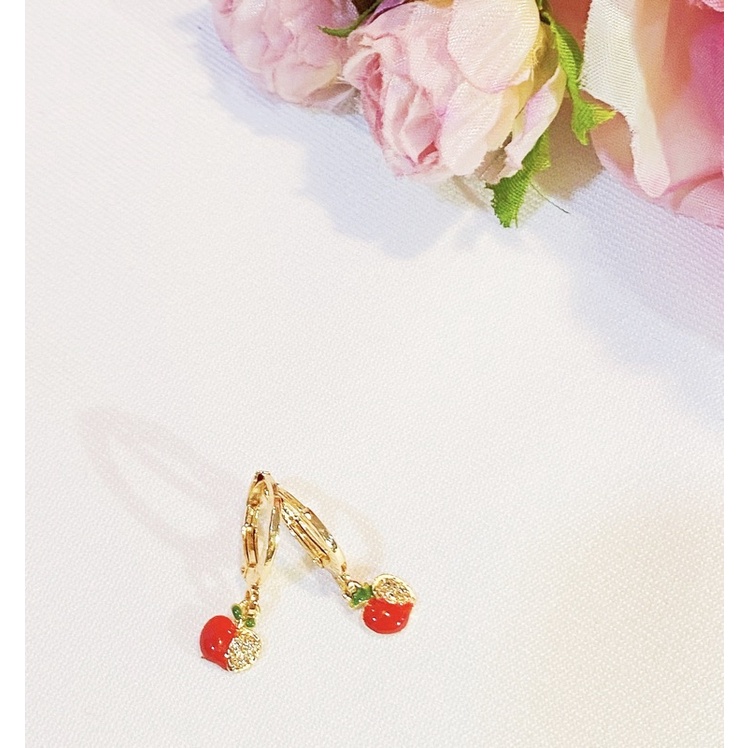 Anting Bayi / Anak Red Apple Lapis Emas 18k