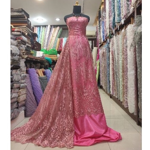 Kain Tile Brokat Majestic Rain Dress A D#4 No 7 Pink.