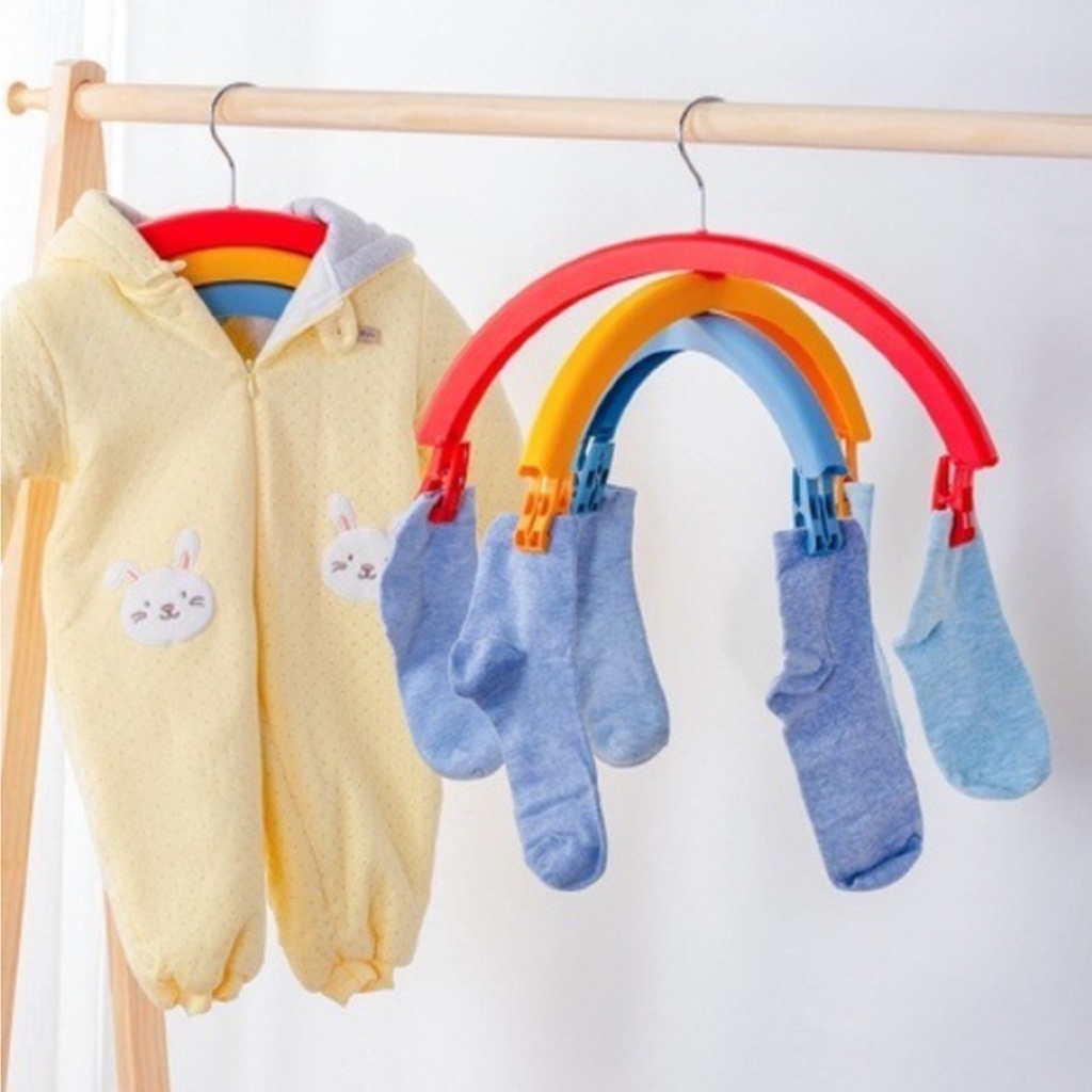 BRGUNIK Hanger Baju Pelangi Serbaguna Gantungan Pelangi Jepitan Praktis Gantungan Baju Aesthetic R724