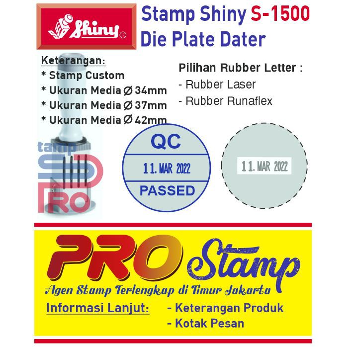 

Stempel Shiny Die Plate Dater S-1500 / Tanggal Manual