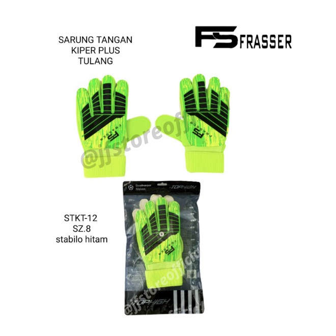 sarung tangan frasser kiper futsal sepakbola dewasa STKT-12 size 8 stabilo hitam