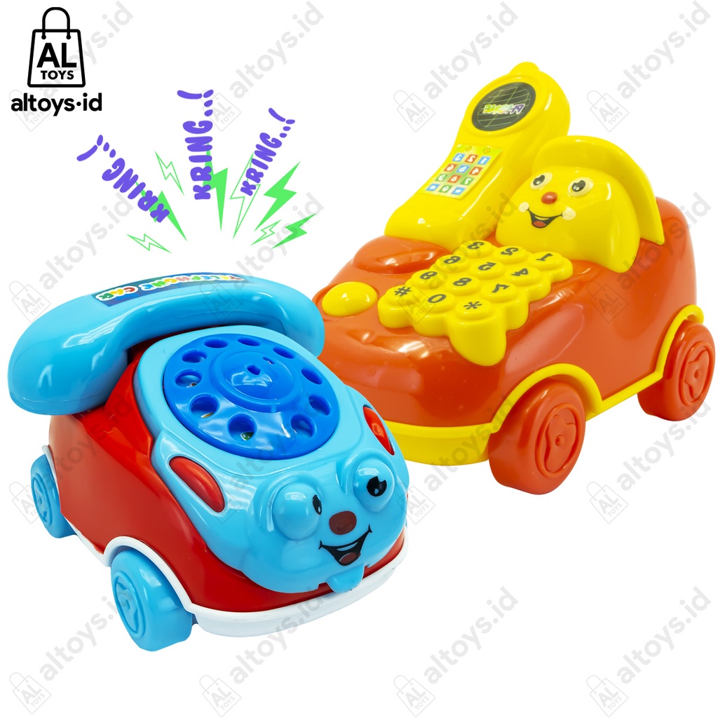 Mainan Mobil Tarik Telephone Berjalan Dan Berbunyi Kring Mainan Teether Rattle Telephone Kerincingan LT119