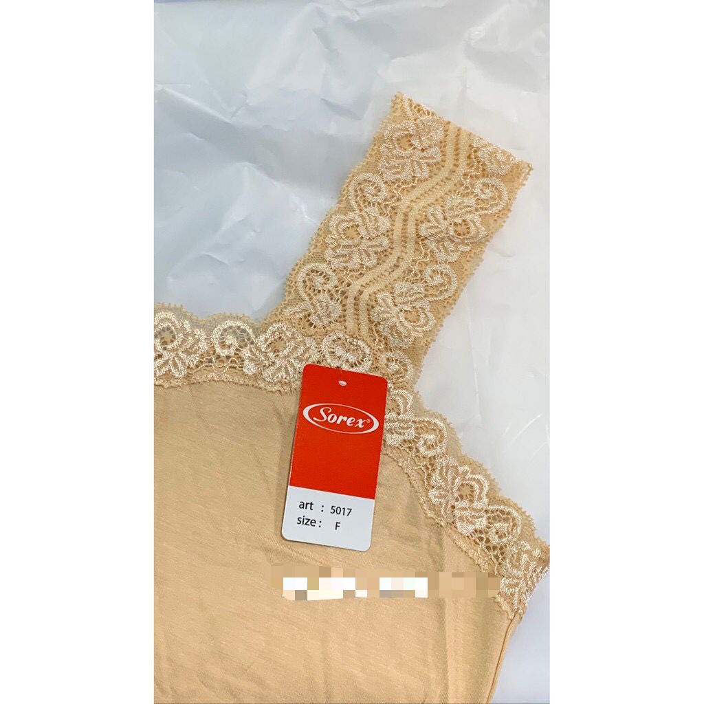 Singlet Tanktop Kamisol Panjang Sorex 5017 5018 Dijamin Murah - Camisol sorex 5017 panjang renda jumbo tank top kamisol lebar renda bahan bambuu camisol - Camisole Tanktop Sorex 5017, Panjang dan Renda, Free Size