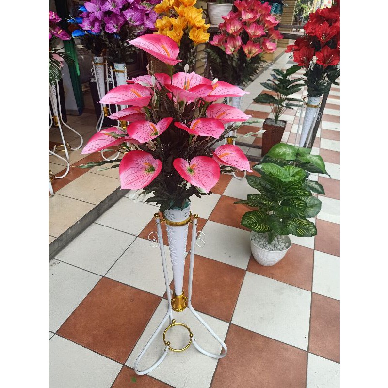 (Bunga saja) Bunga artificial anthurium, Amarilis, Aron panda, Bunga Lilly bunga sudut-4
